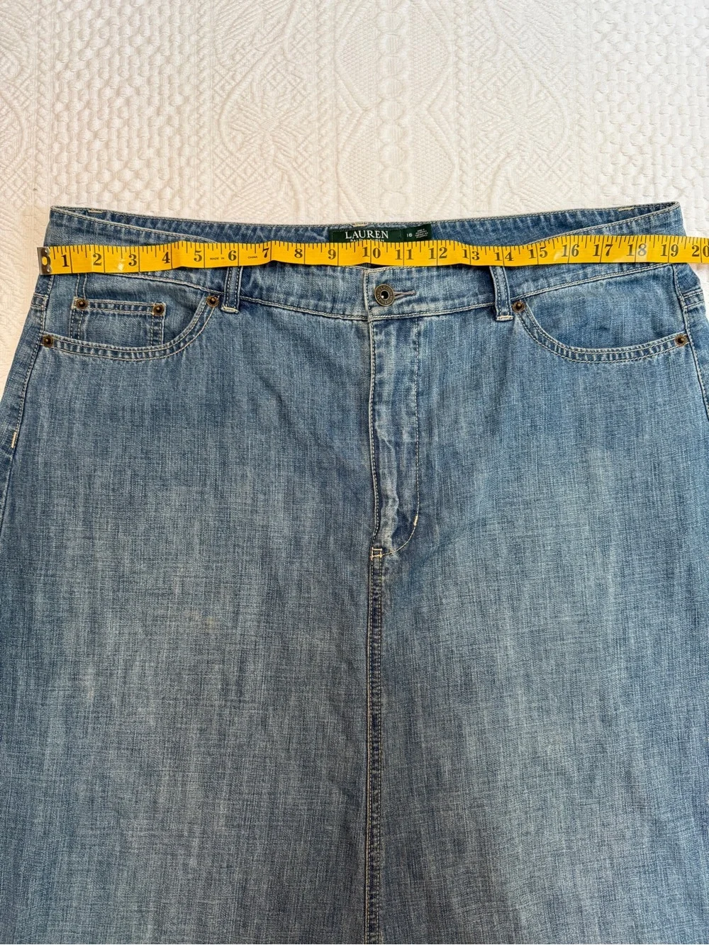 Vintage Lauren Ralph Lauren Denim Maxi Skirt Womens Size 16 Western Cottagecore